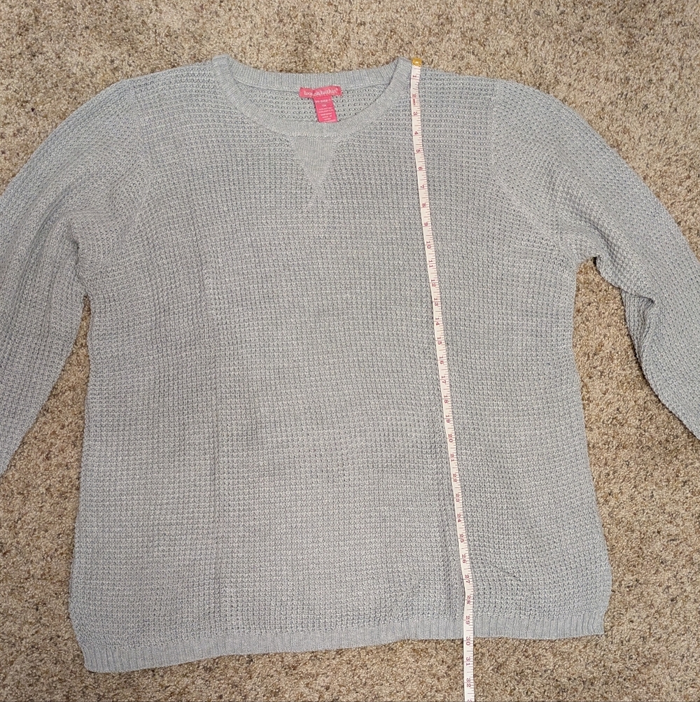 NWT Woman Within Gray Waffle Knit Crew Neck Sweater - Picture 6 of 6